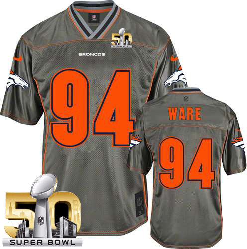 Men's Limited DeMarcus Ware Super Bowl L Nike Jersey Grey - #94 Vapor NFL Denver Broncos